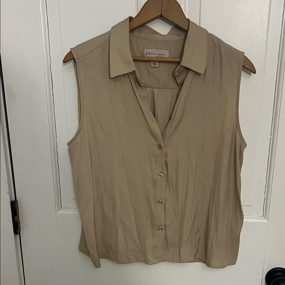 Philosophy Women's Beige Button-Down Blouse